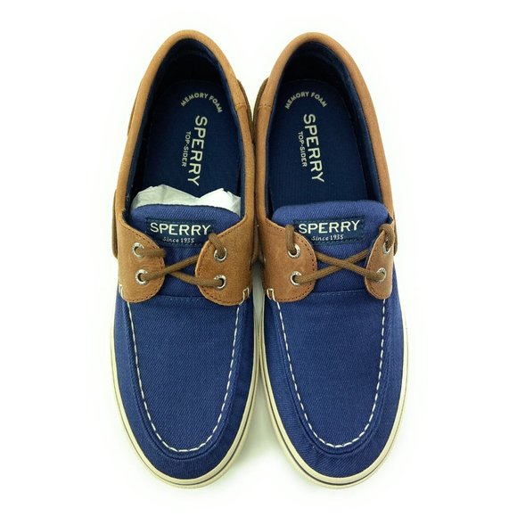 Sperry Men's Halyard 2-Eye Leather Navy Slip On Boat Shoes STS22766 Size 8 Wide - Picture 8 of 9